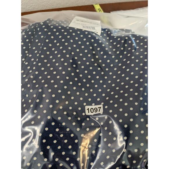 Socialite Wide Leg Pants Small Navy Ivory Polka Dot Palazzo Belt Tie Goucho Work - Picture 10 of 13